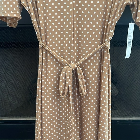 NWT Preston & York “light camel” colored & white polka dot maxi dress. XL - Picture 4 of 9